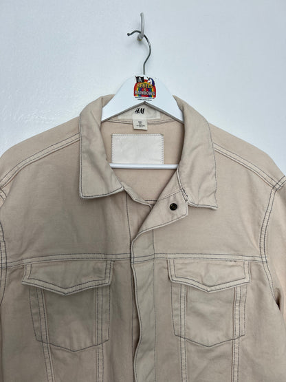 H&M Boxy Cream Denim Jacket - Large