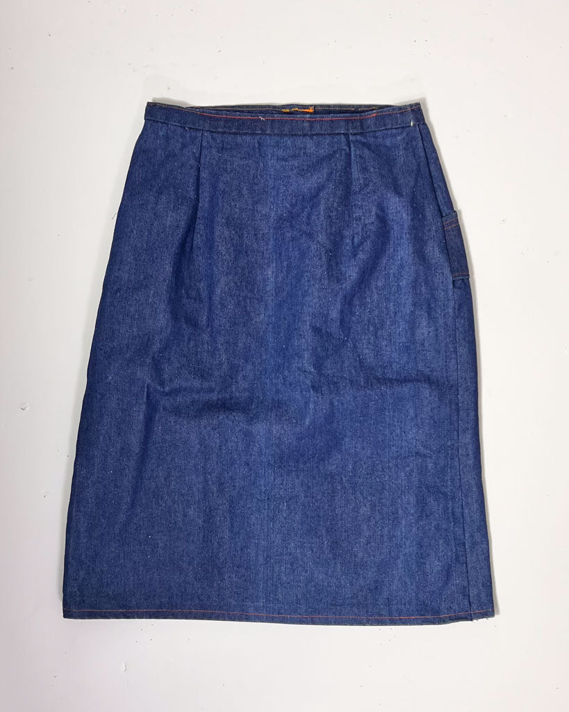 A Line Dark Blue Denim Midi Skirt - UK12