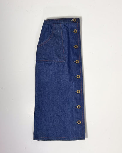 A Line Dark Blue Denim Midi Skirt - UK12
