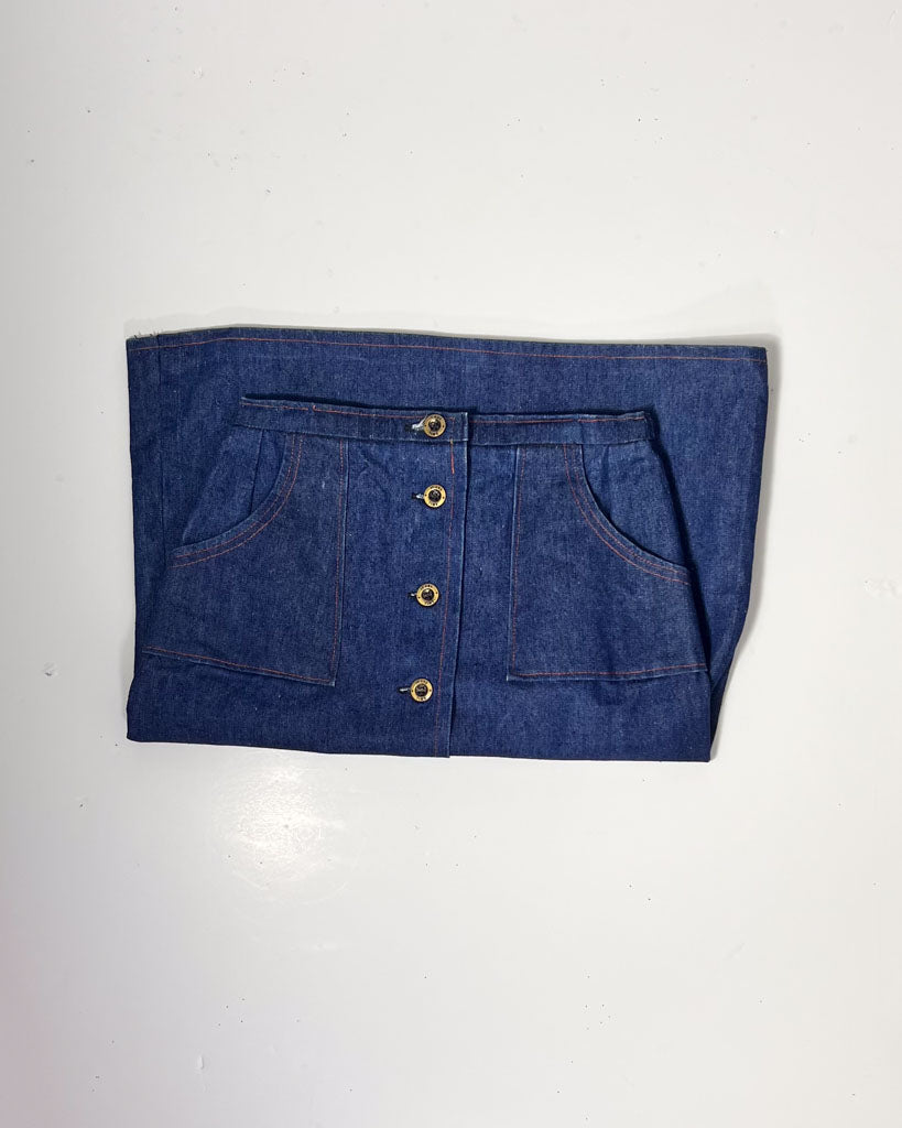 A Line Dark Blue Denim Midi Skirt - UK12