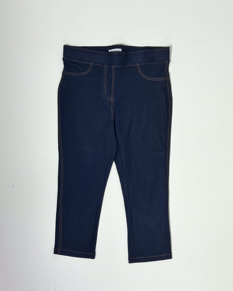Cropped Navy Denim Pedal Pushers - UK12