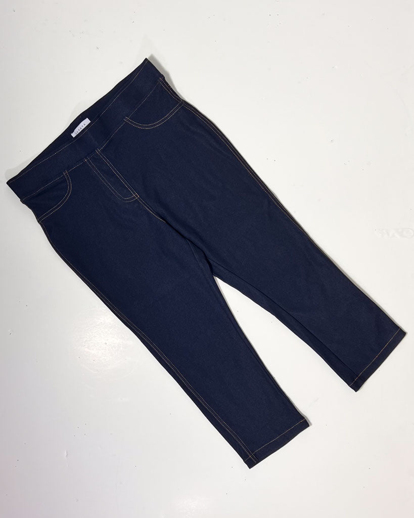 Cropped Navy Denim Pedal Pushers - UK12