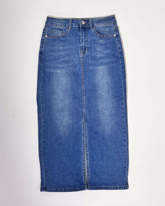 Friends Like These Pencil Denim Maxi Skirt - UK8