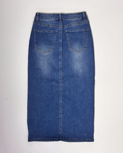 Friends Like These Pencil Denim Maxi Skirt - UK8