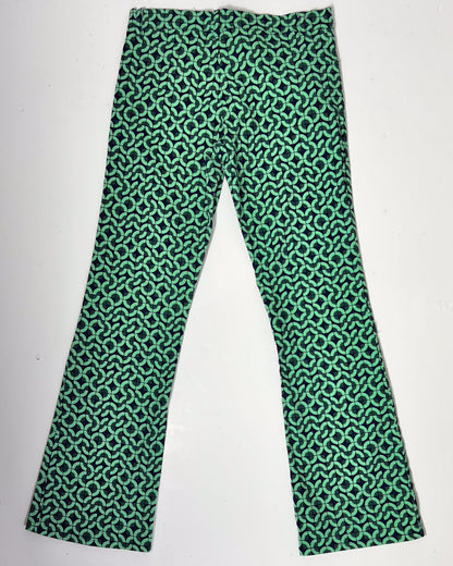 Motel Green Geometric Print Denim Flare Jeans - Small