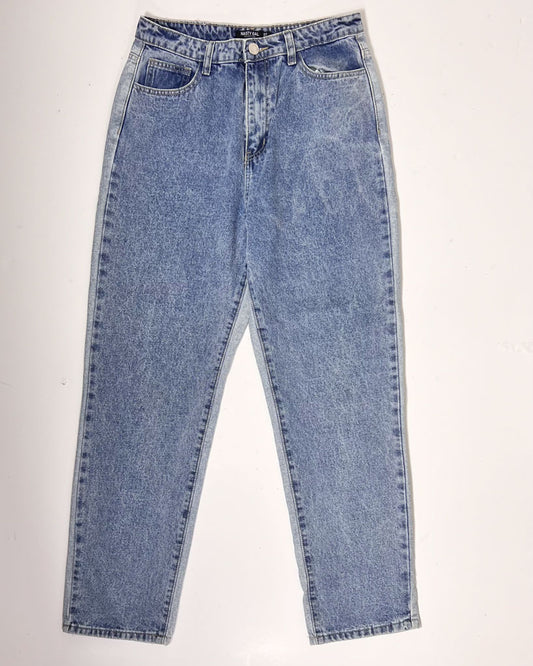 Nasty Gal 2 Tone Denim Mom Jeans - UK 12