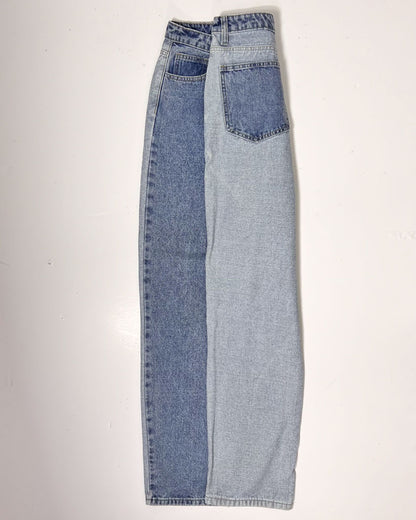Nasty Gal 2 Tone Denim Mom Jeans - UK 12