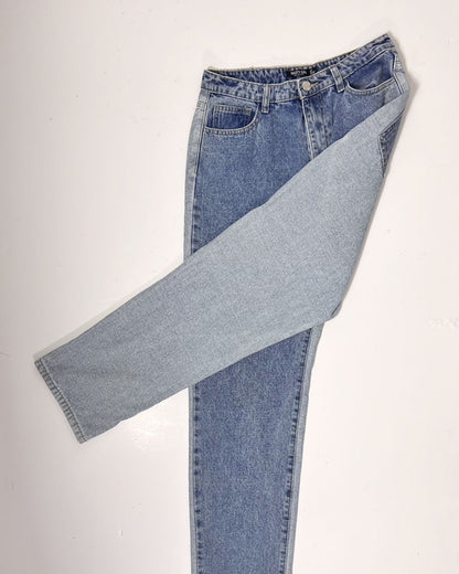 Nasty Gal 2 Tone Denim Mom Jeans - UK 12