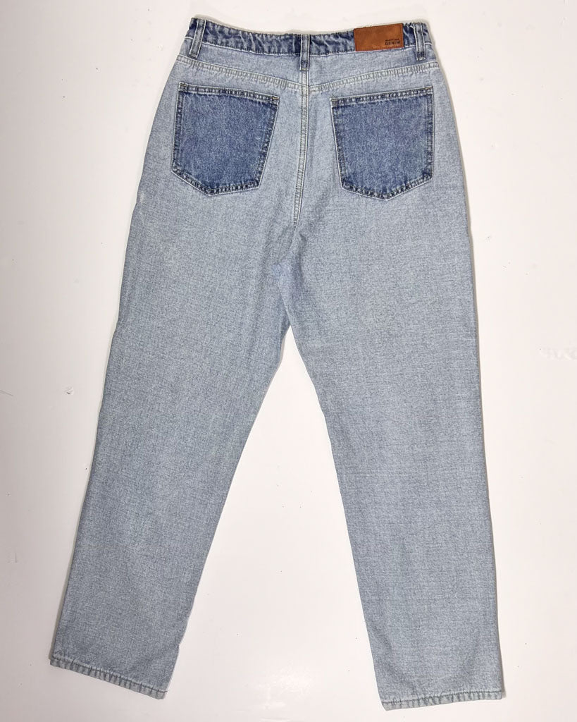 Nasty Gal 2 Tone Denim Mom Jeans - UK 12