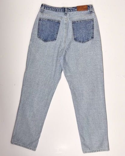 Nasty Gal 2 Tone Denim Mom Jeans - UK 12