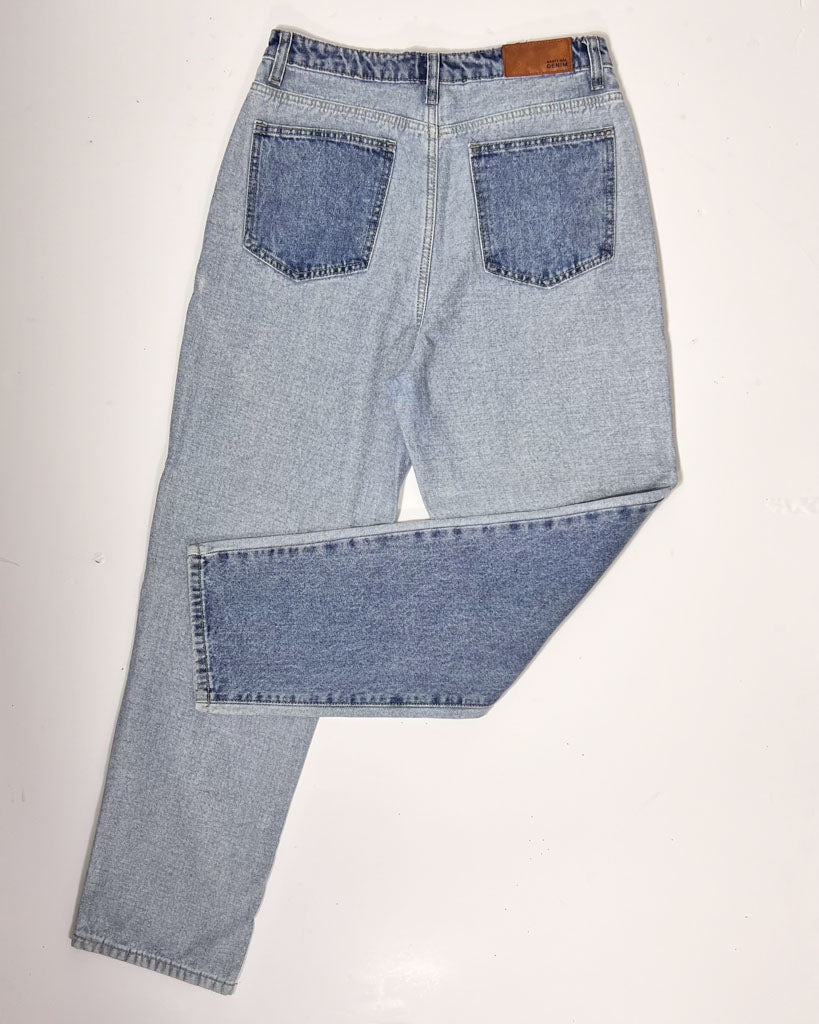 Nasty Gal 2 Tone Denim Mom Jeans - UK 12