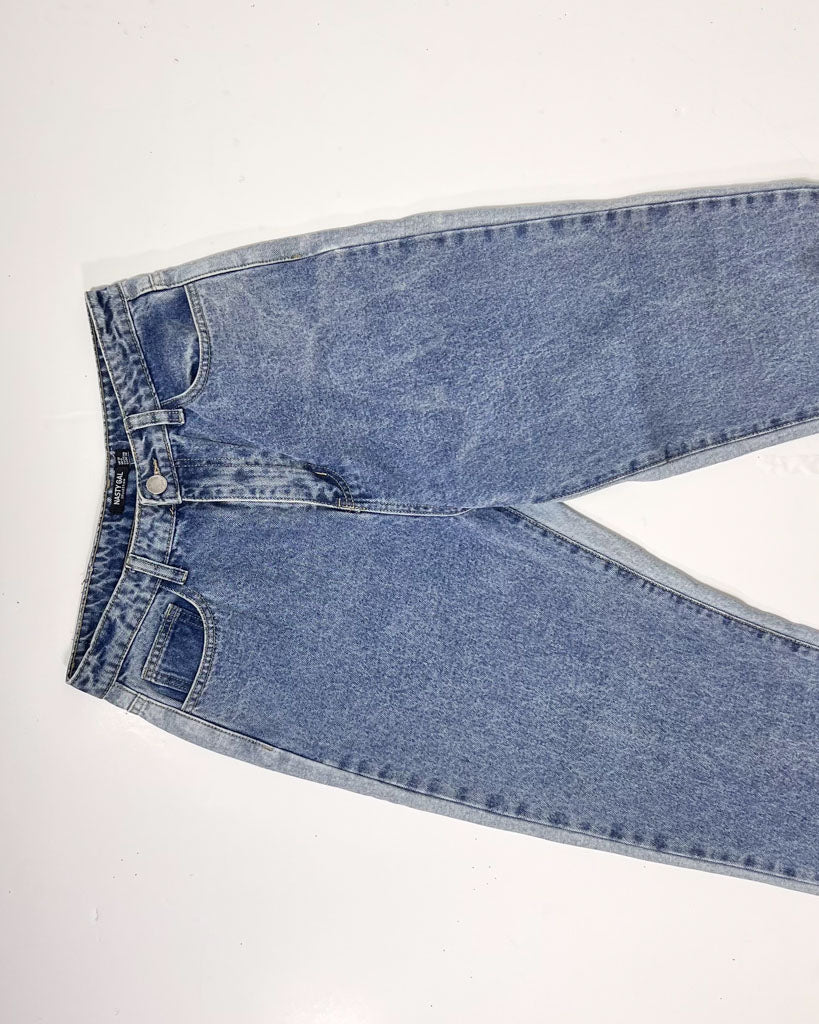 Nasty Gal 2 Tone Denim Mom Jeans - UK 12