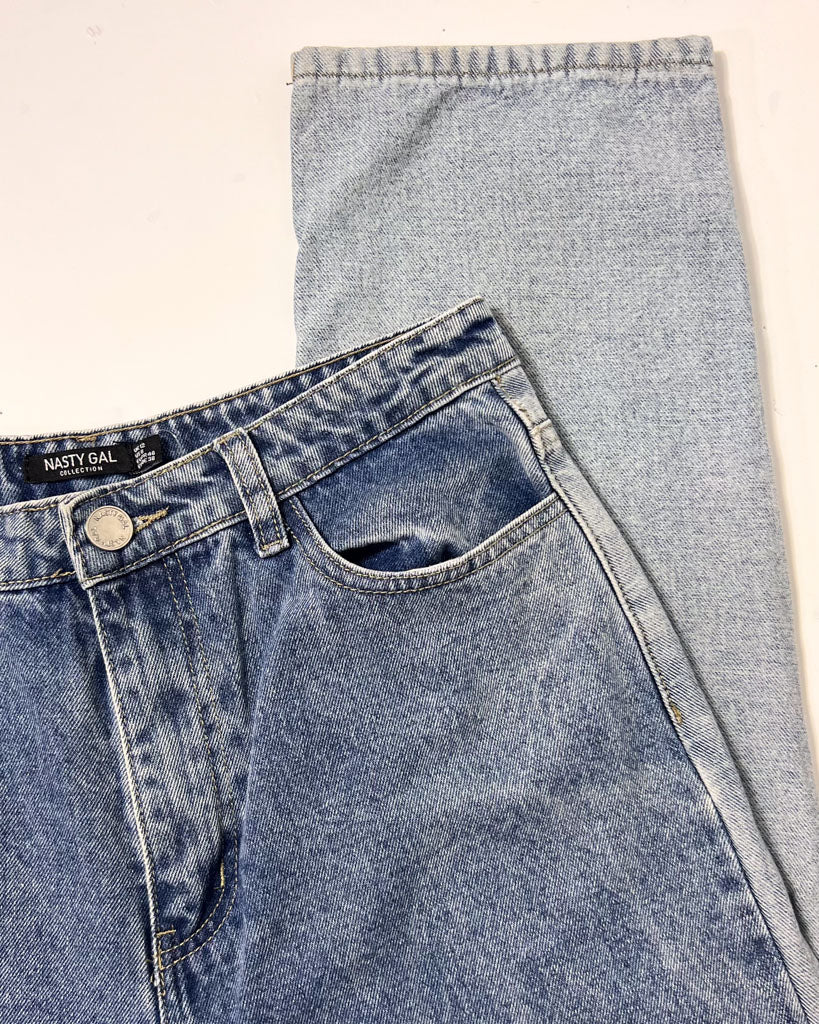 Nasty Gal 2 Tone Denim Mom Jeans - UK 12