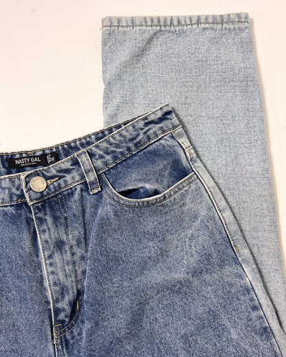 Nasty Gal 2 Tone Denim Mom Jeans - UK 12