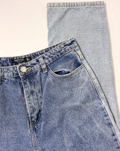 Nasty Gal 2 Tone Denim Mom Jeans - UK 12