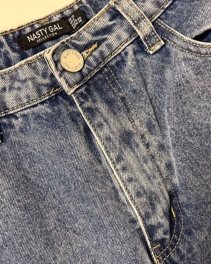 Nasty Gal 2 Tone Denim Mom Jeans - UK 12