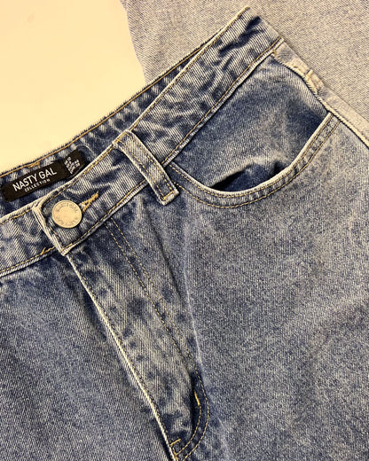 Nasty Gal 2 Tone Denim Mom Jeans - UK 12