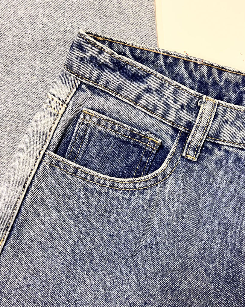 Nasty Gal 2 Tone Denim Mom Jeans - UK 12