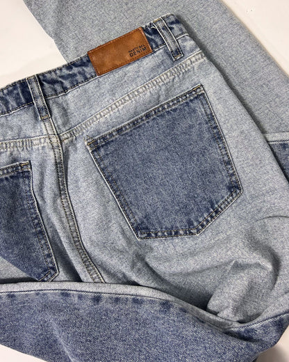 Nasty Gal 2 Tone Denim Mom Jeans - UK 12