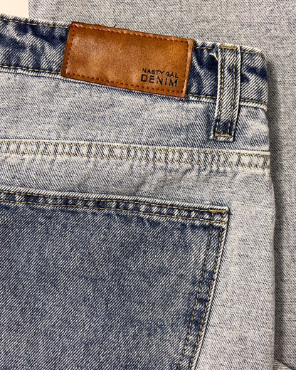 Nasty Gal 2 Tone Denim Mom Jeans - UK 12