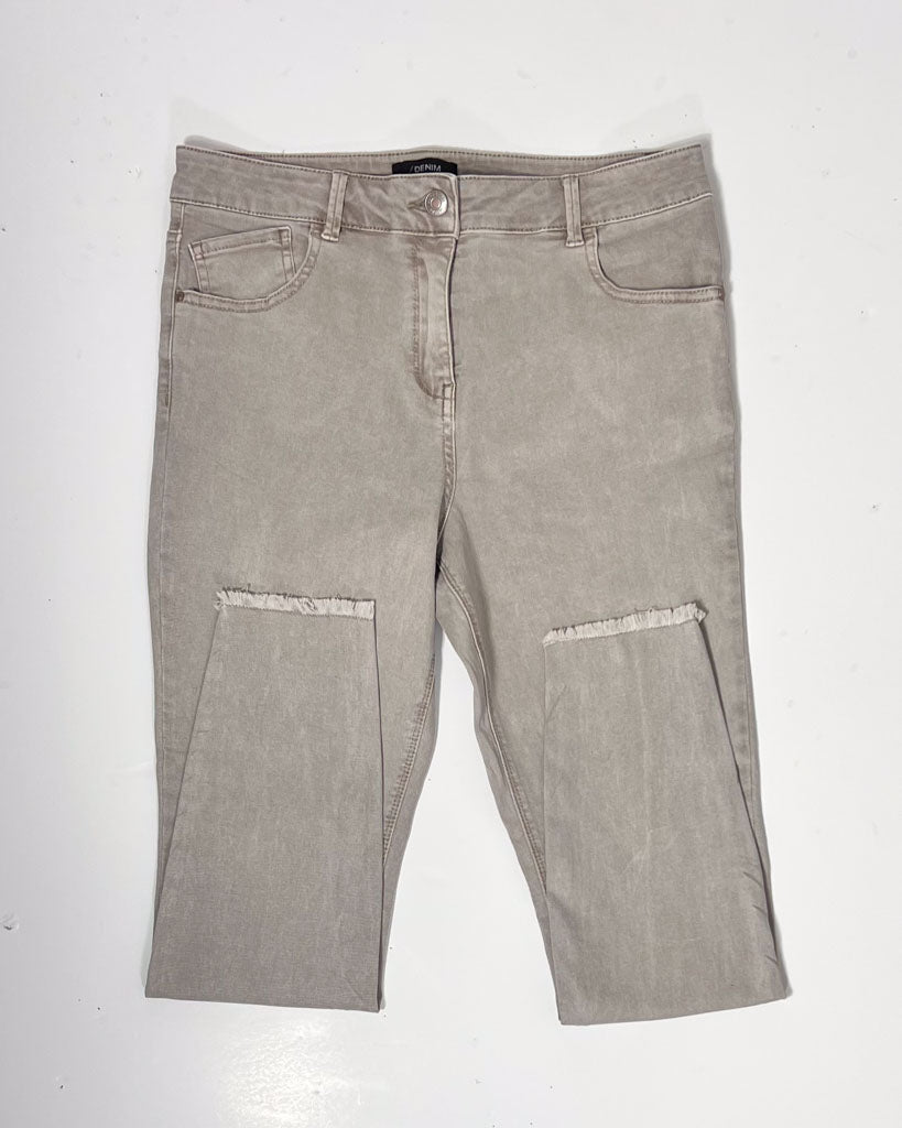Stone Raw Hem Denim Skinny Jeans - UK 12