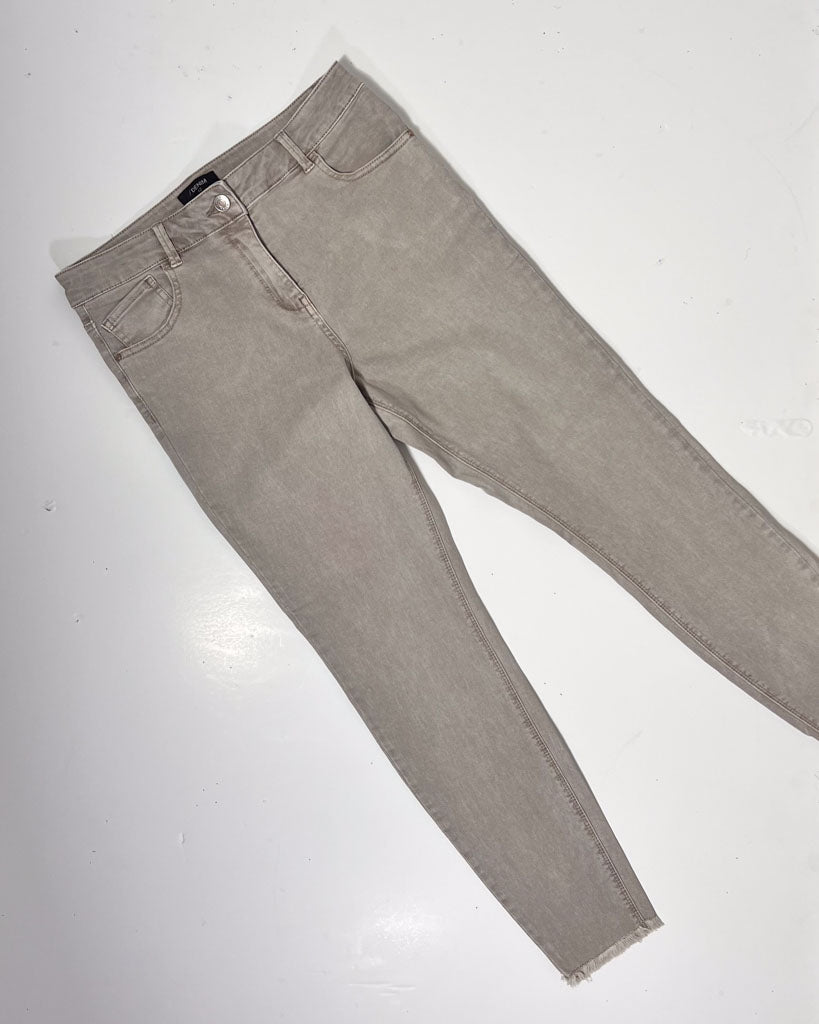 Stone Raw Hem Denim Skinny Jeans - UK 12
