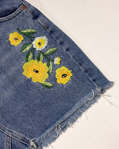 Topshop Moto Floral Denim Mini Skirt - UK8