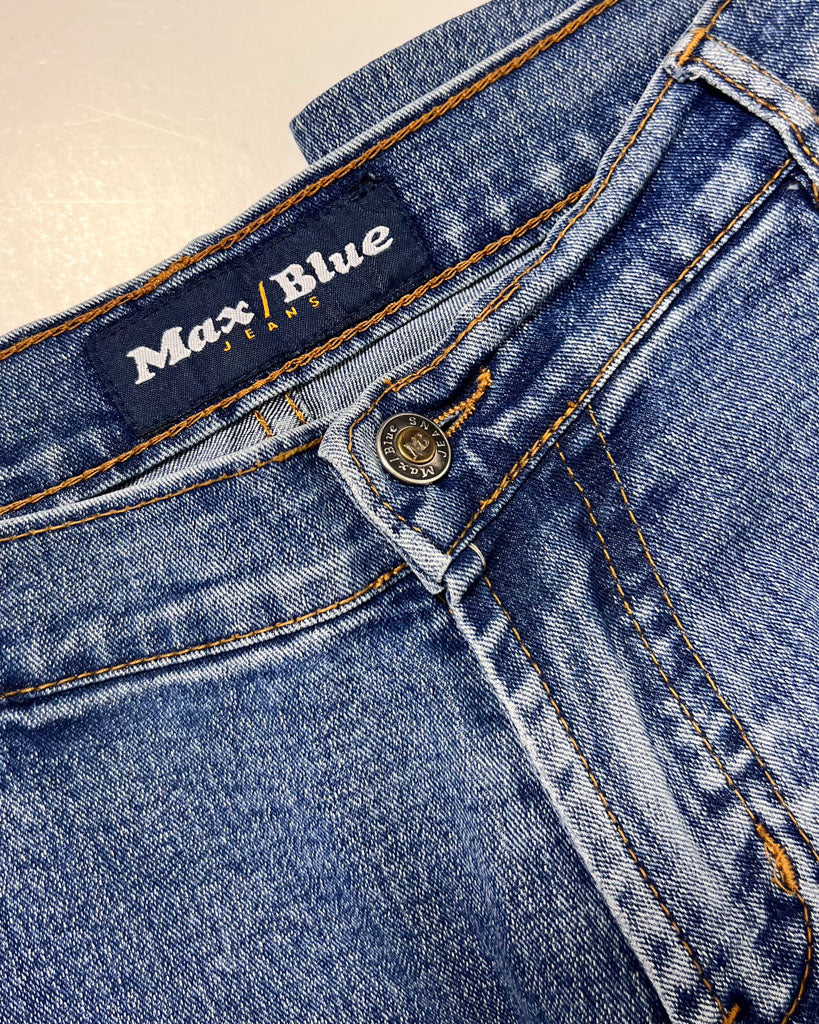 Y2K Denim Kick Flare Jeans with Leaf Embroidery - UK 10