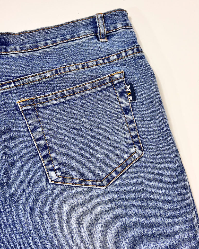 Y2K Denim Kick Flare Jeans with Leaf Embroidery - UK 10