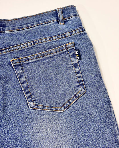 Y2K Denim Kick Flare Jeans with Leaf Embroidery - UK 10