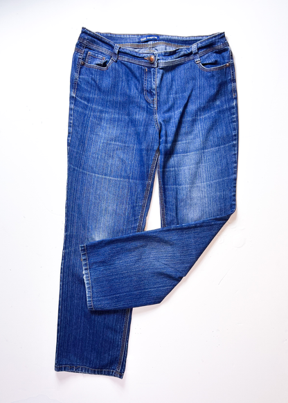 Y2K Mid Blue Denim Straight Jeans - UK 16