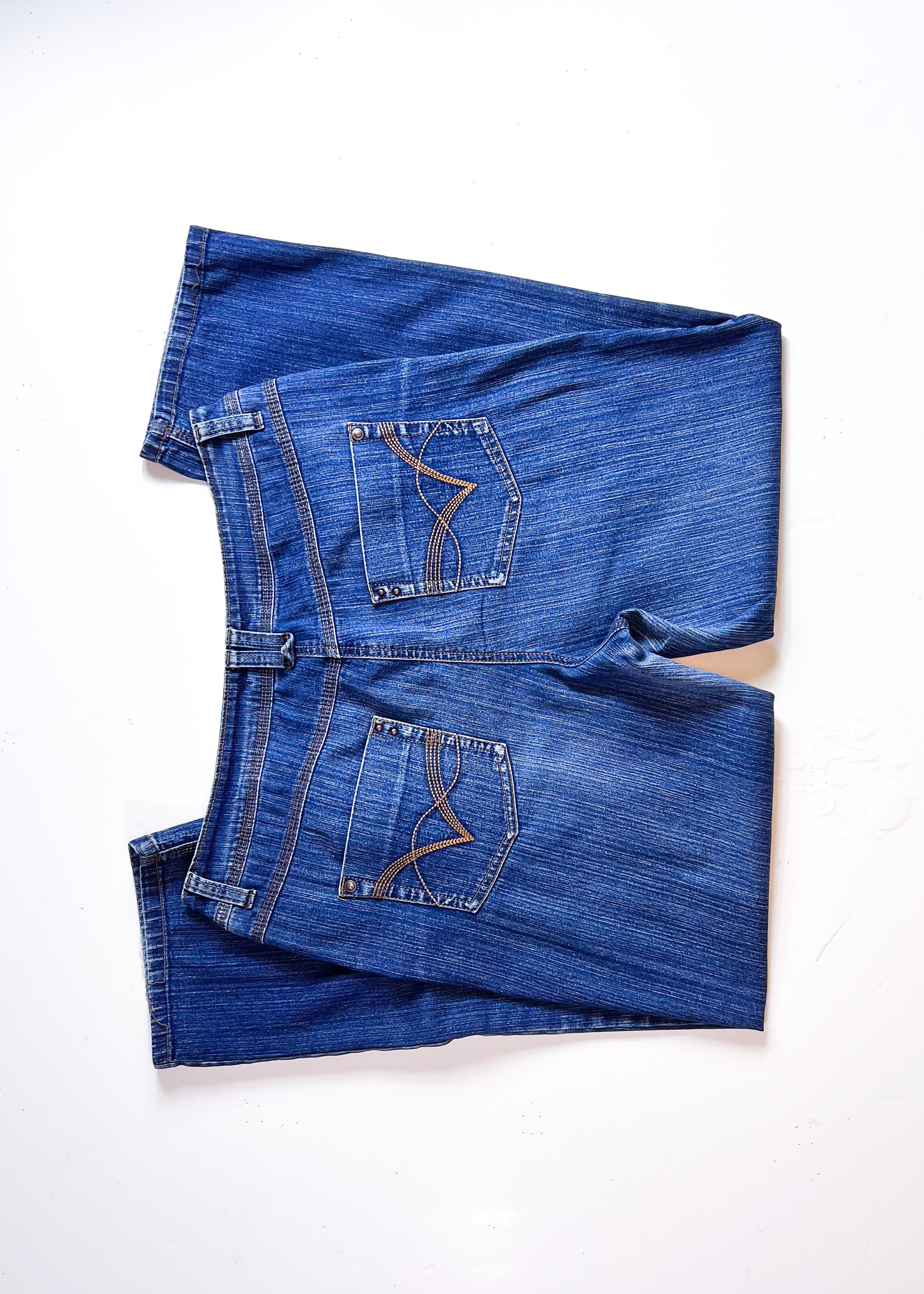 Y2K Mid Blue Denim Straight Jeans - UK 16
