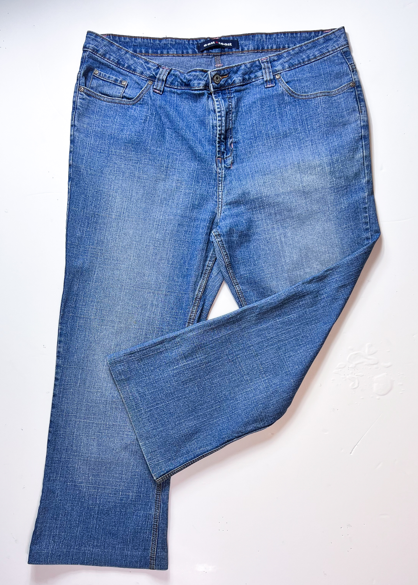 East Coast Y2K Pink Embroidery Straight Denim Jeans - UK 22