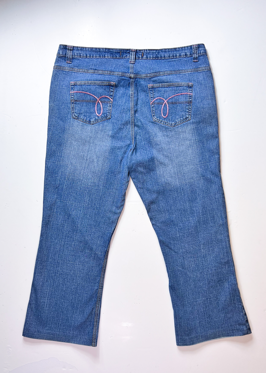 East Coast Y2K Pink Embroidery Straight Denim Jeans - UK 22