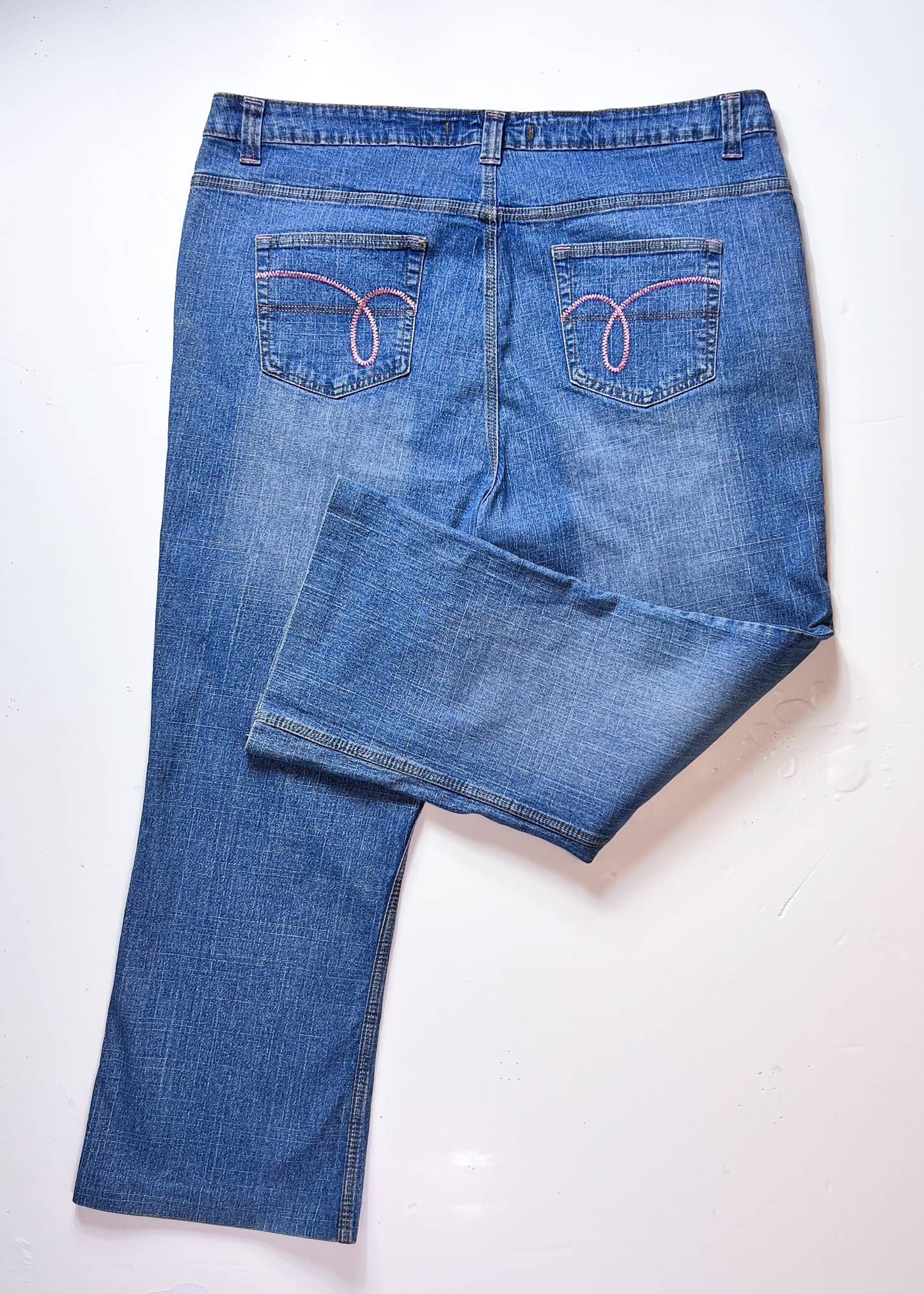 East Coast Y2K Pink Embroidery Straight Denim Jeans - UK 22
