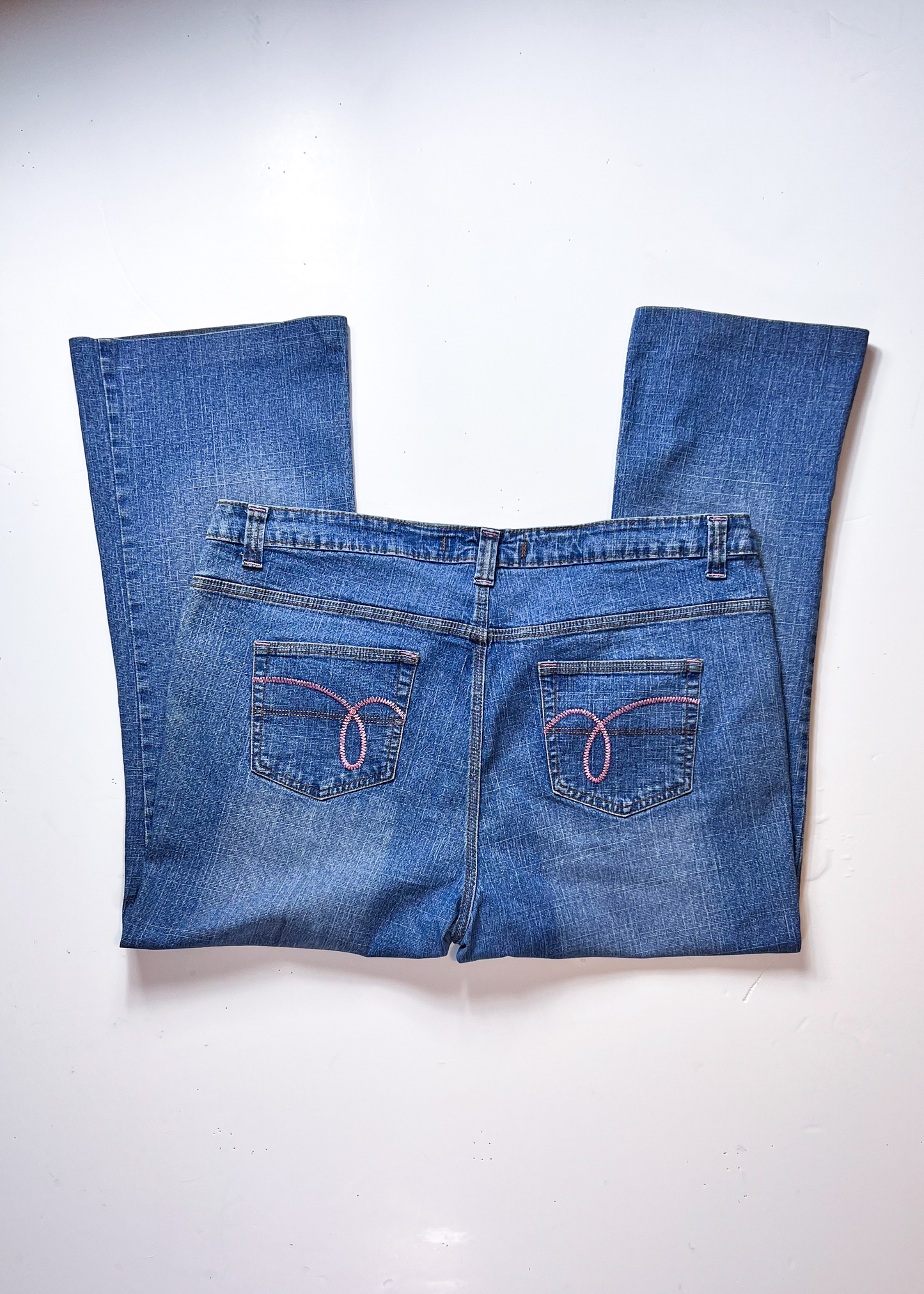 East Coast Y2K Pink Embroidery Straight Denim Jeans - UK 22