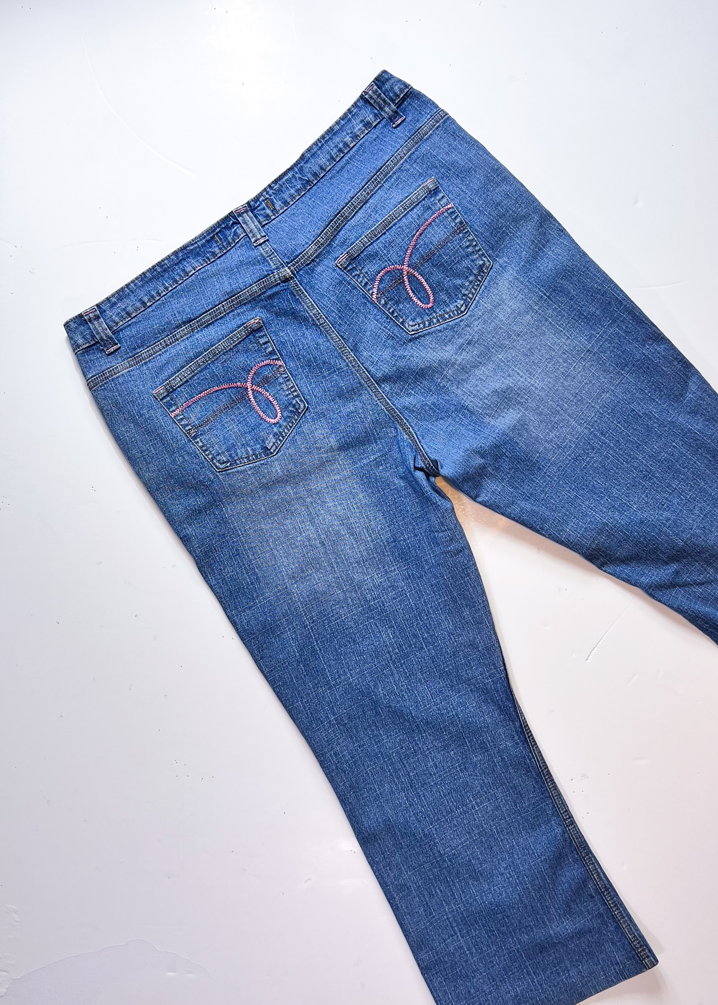 East Coast Y2K Pink Embroidery Straight Denim Jeans - UK 22