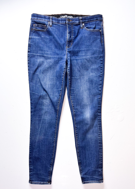 Lands End Denim Mid-Blue Skinny Jeans - UK 16