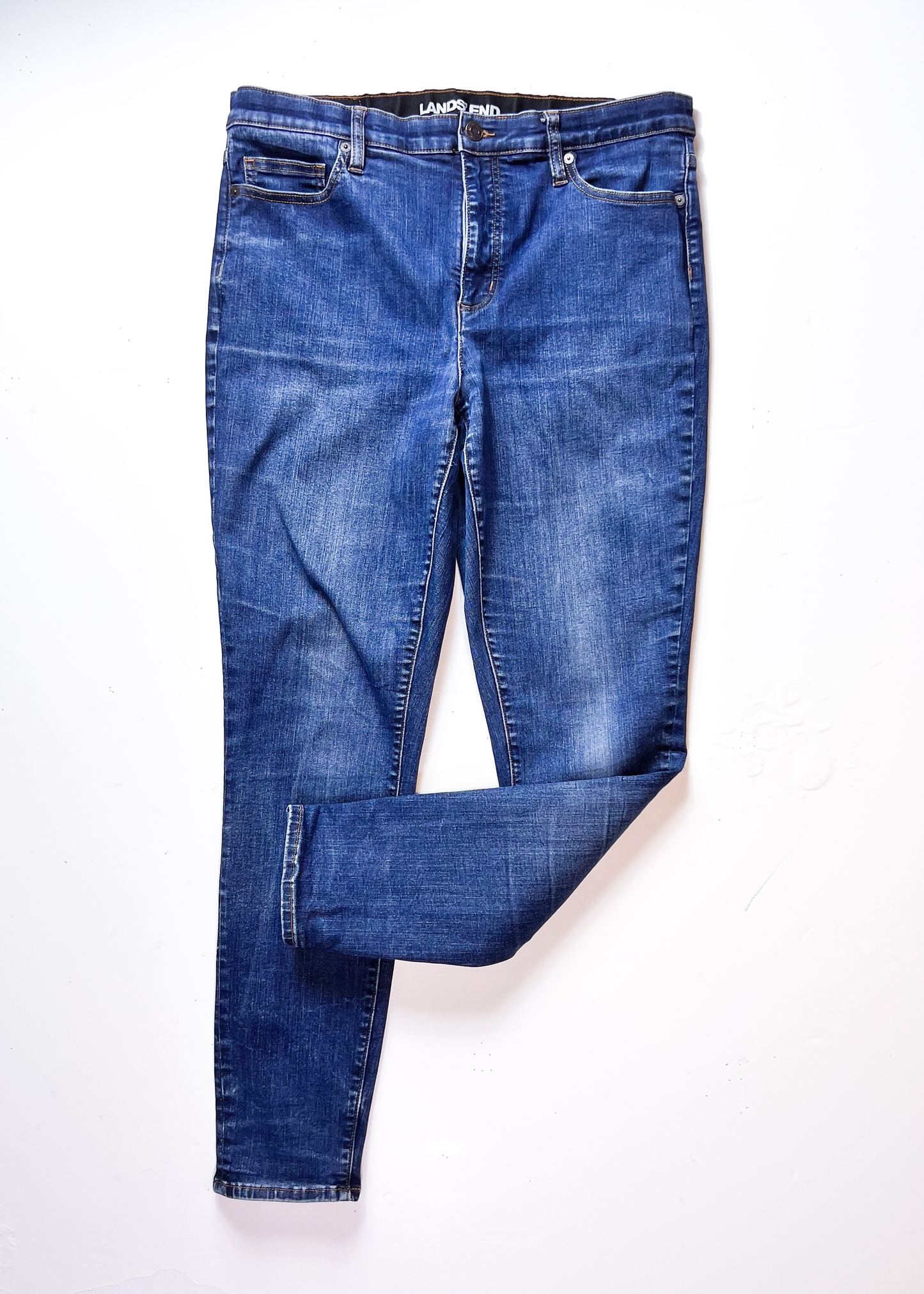 Lands End Denim Mid-Blue Skinny Jeans - UK 16