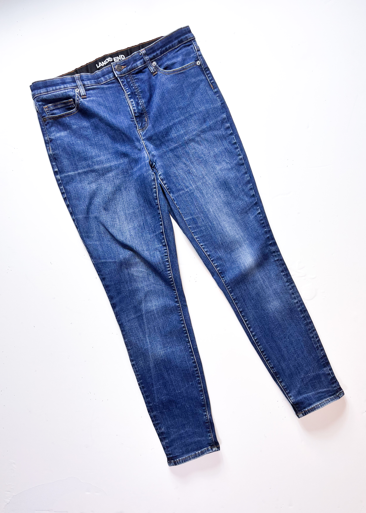 Lands End Denim Mid-Blue Skinny Jeans - UK 16