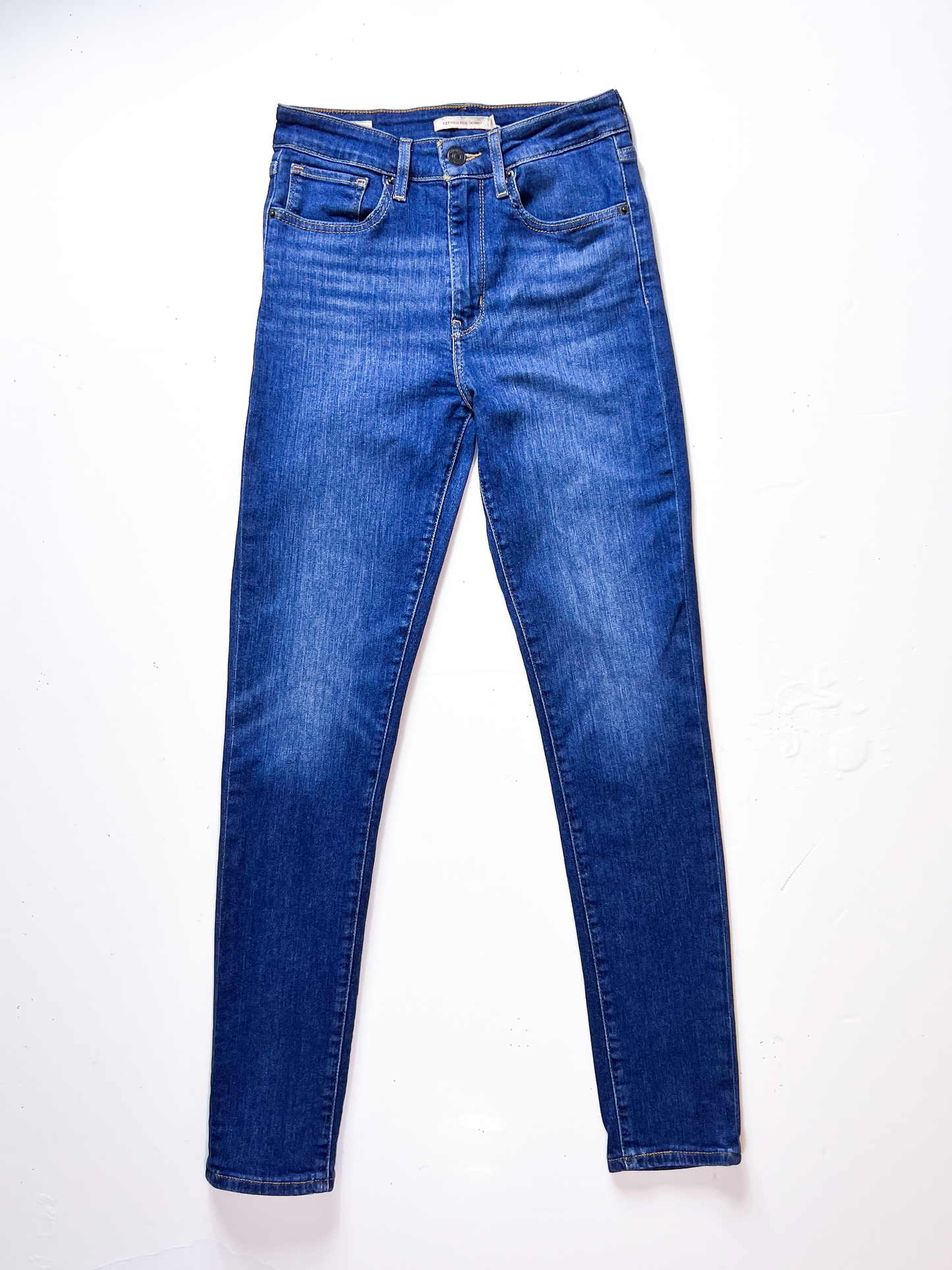 Levis 721 High Rise Mid Blue Denim Skinny Jeans - 27"