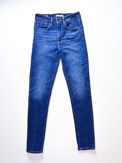 Levis 721 High Rise Mid Blue Denim Skinny Jeans - 27"
