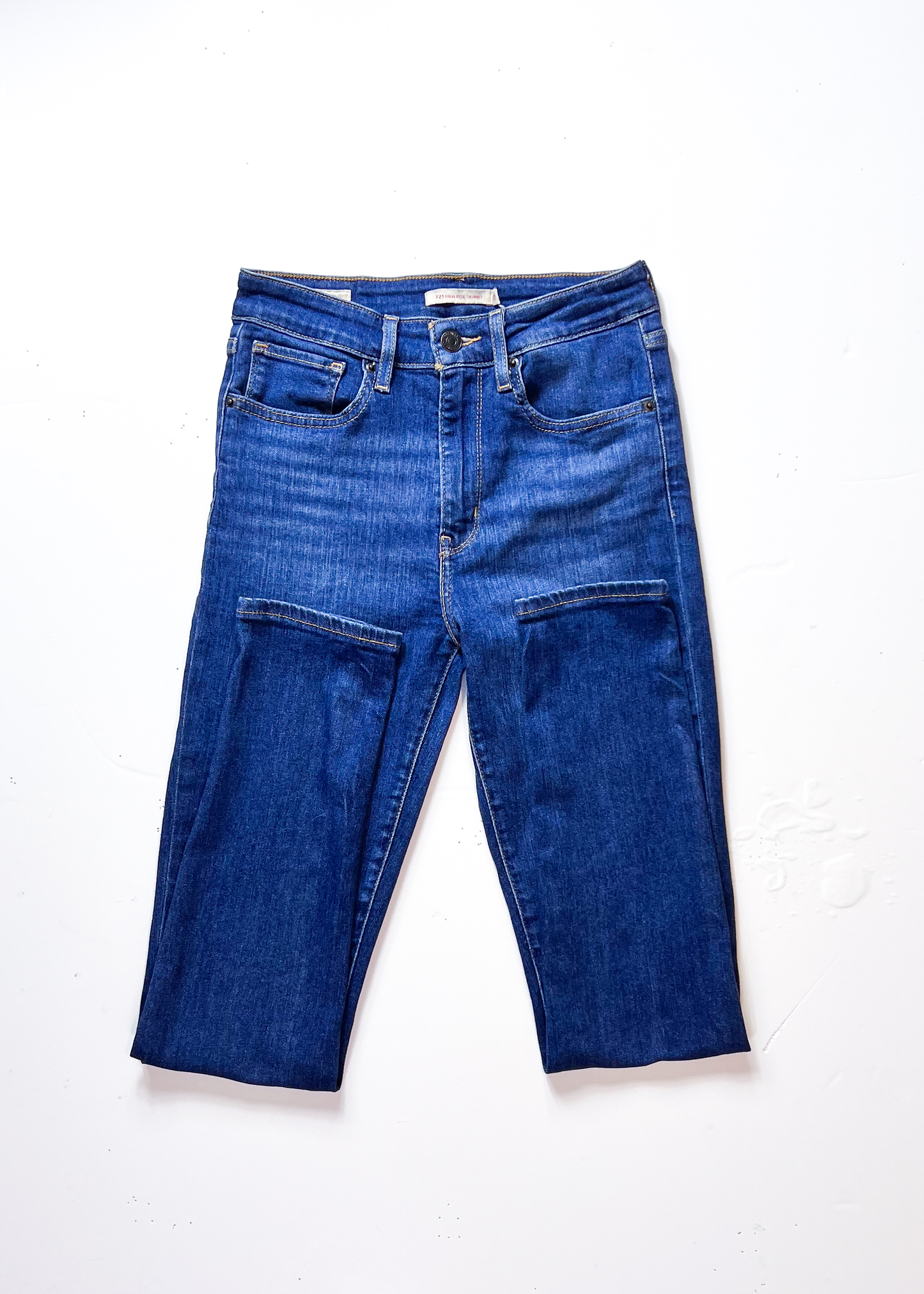 Levis 721 High Rise Mid Blue Denim Skinny Jeans - 27"