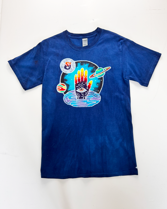 Blue Ombre Hand Of Fatima Graphic T-Shirt - Small