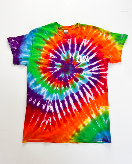 2024 Graphic Rainbow Tie-Dye T-Shirt - Medium