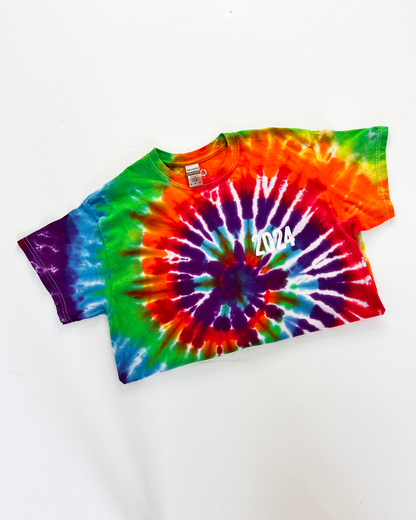 2024 Graphic Rainbow Tie-Dye T-Shirt - Medium