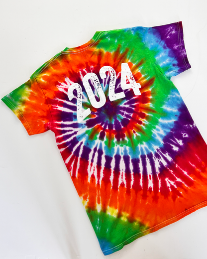 2024 Graphic Rainbow Tie-Dye T-Shirt - Medium