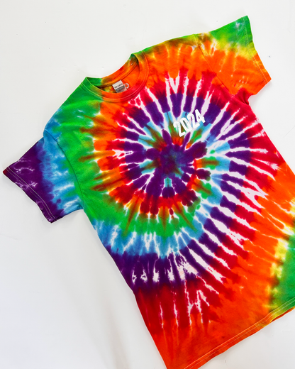 2024 Graphic Rainbow Tie-Dye T-Shirt - Medium