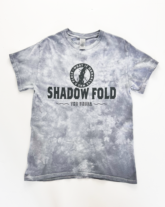 Y2K Shadow Fold Grey Tie-Dye Graphic T-Shirt - Small