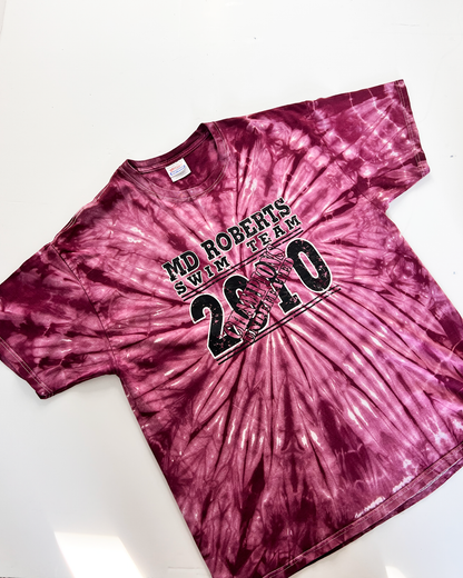 Swim Team Graphic Plum Tie Dye T-Shirt - XL